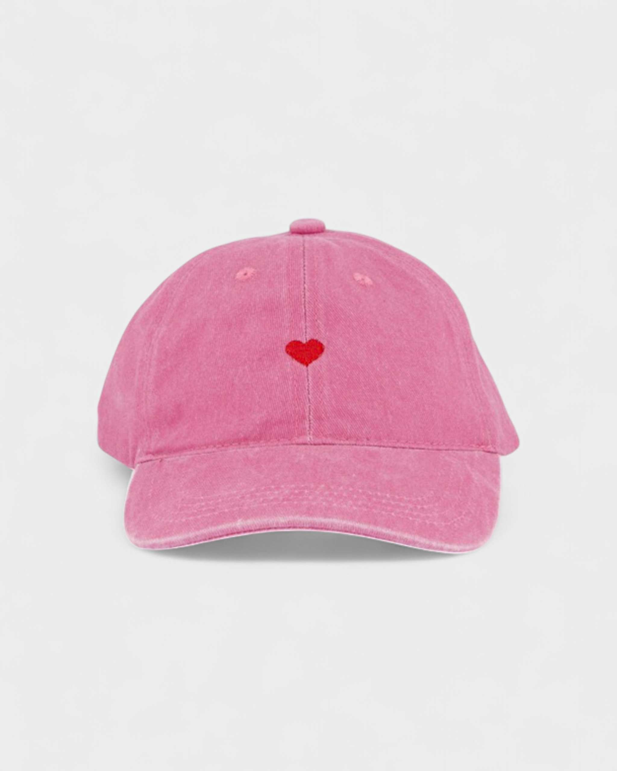 Pink Love Heart Personalised Hat with embroidery design on front.