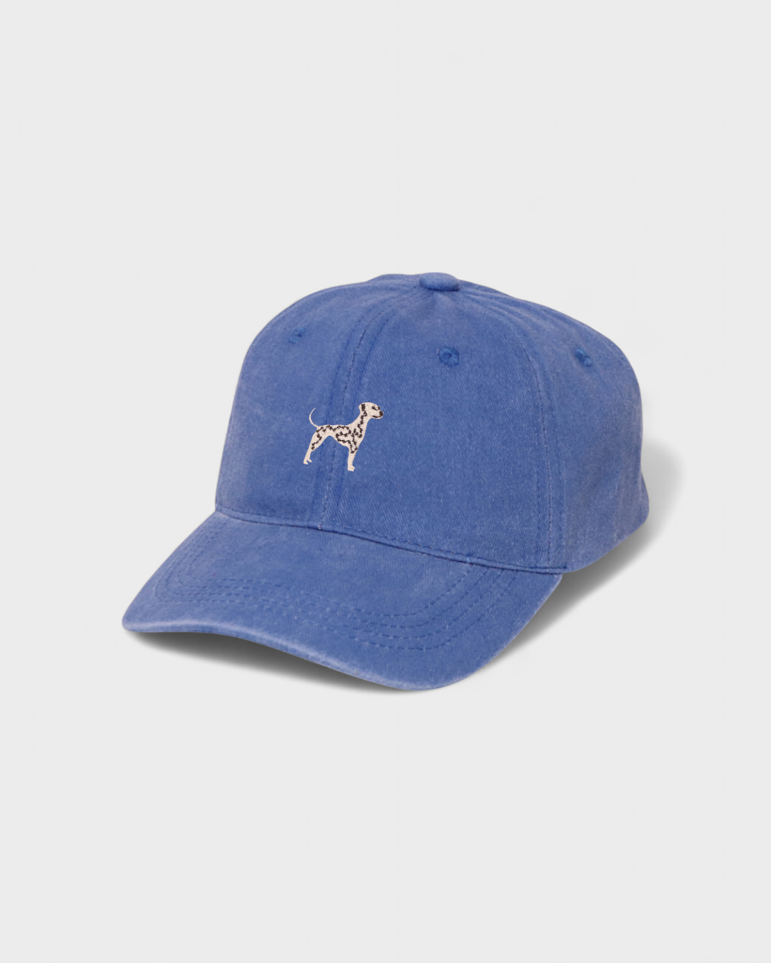 Blue Dalmatian personalised hat featuring hand-drawn embroidered design.