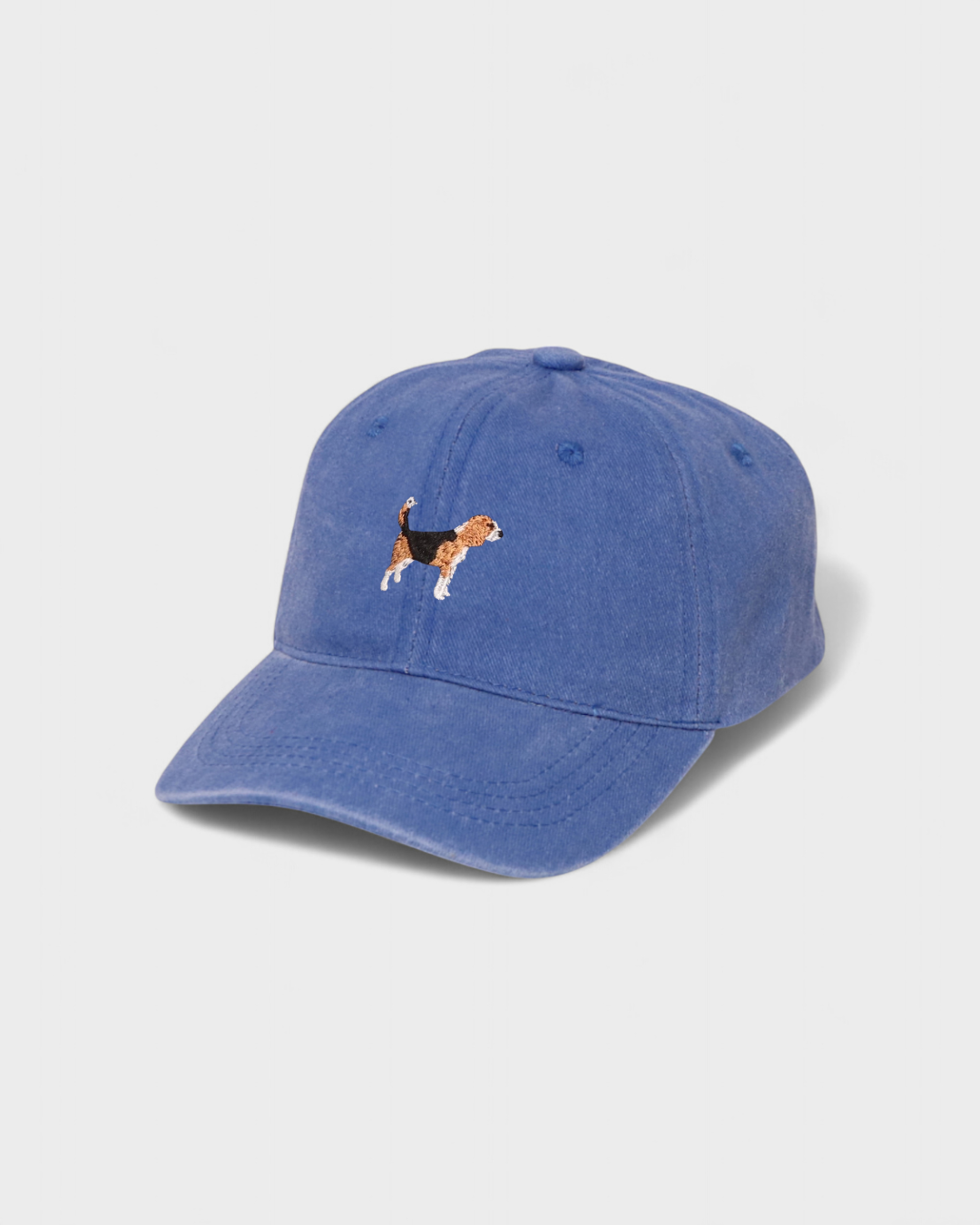 Beagle Personalised Hat with embroidered Beagle design on front, 100% washed cotton, baseball fit.