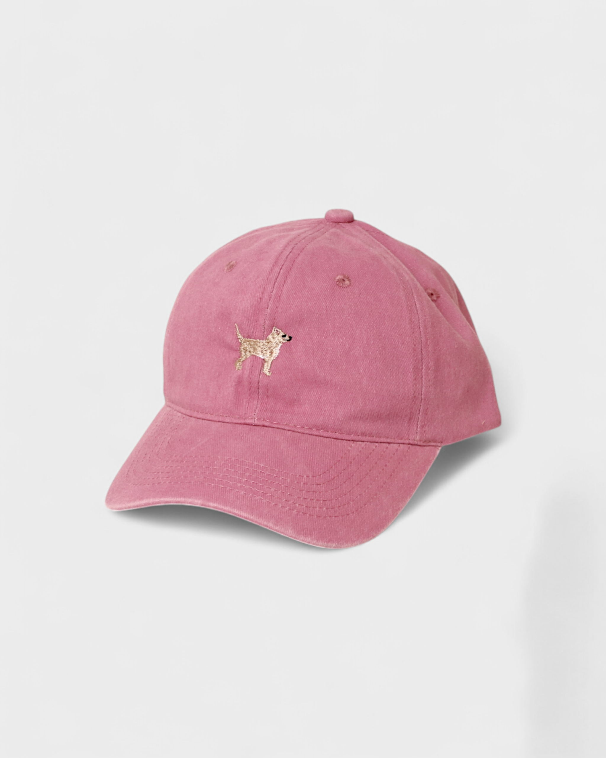 Chihuahua embroidered personalised pink hat made of 100% washed cotton.
