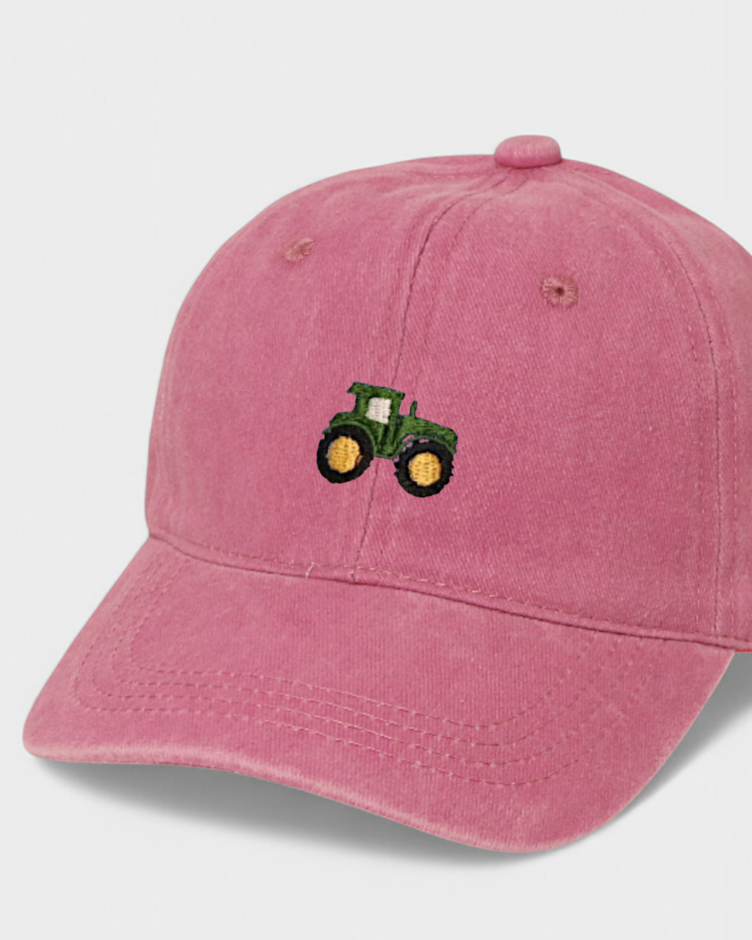 Tractor Personalised Hat with embroidery design, 100% washed cotton, baseball fit.