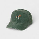 French Bulldog embroidered personalised hat on green cotton baseball cap.