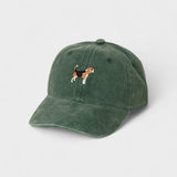 French Bulldog embroidered personalised hat on green cotton baseball cap.