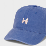 Blue Poodle Personalised Hat with embroidered poodle design and customizable back embroidery in cotton baseball style