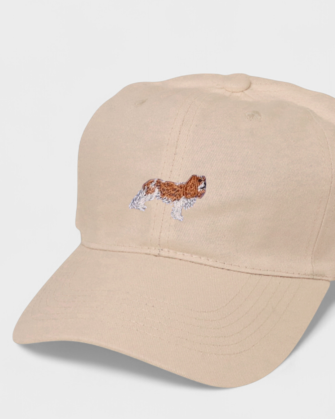 King Charles Spaniel embroidered personalised hat, 100% washed cotton, baseball fit.