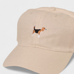 Beige Beagle personalised hat with embroidered Beagle design.