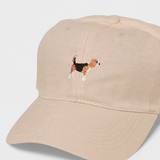 Beige Beagle personalised hat with embroidered Beagle design.