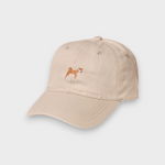 Beige Shiba Inu personalised hat with embroidered dog design on front made of 100% washed cotton baseball cap