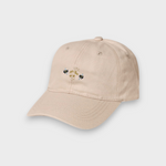 Beige Bees Personalised Hat with embroidered bees and honeycomb design, made of 100% washed cotton, classic baseball fit.