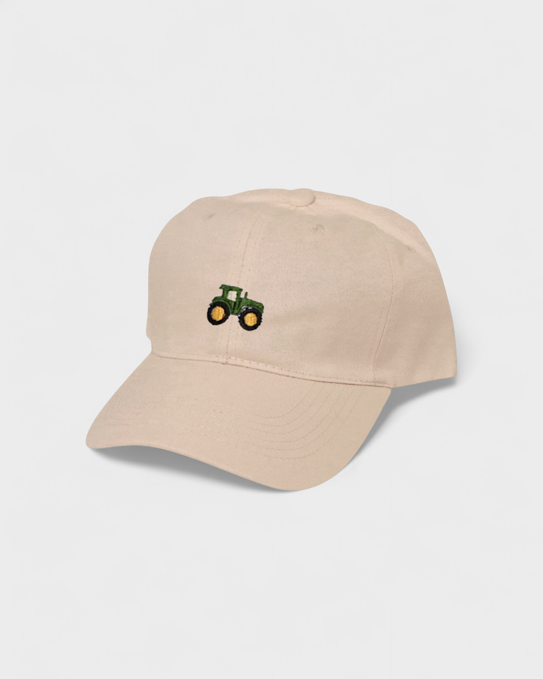 Tractor Personalised Hat with embroidered tractor design on front.
