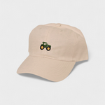 Tractor Personalised Hat with embroidered tractor design on front.