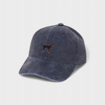 Doberman Personalised Hat with embroidered Dobermann Pinscher design in washed cotton baseball style