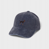 Doberman Personalised Hat with embroidered Dobermann Pinscher design in washed cotton baseball style