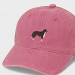 Pink Burmese Mountain Dog personalised baseball hat with embroidered dog design on front made of 100% washed cotton