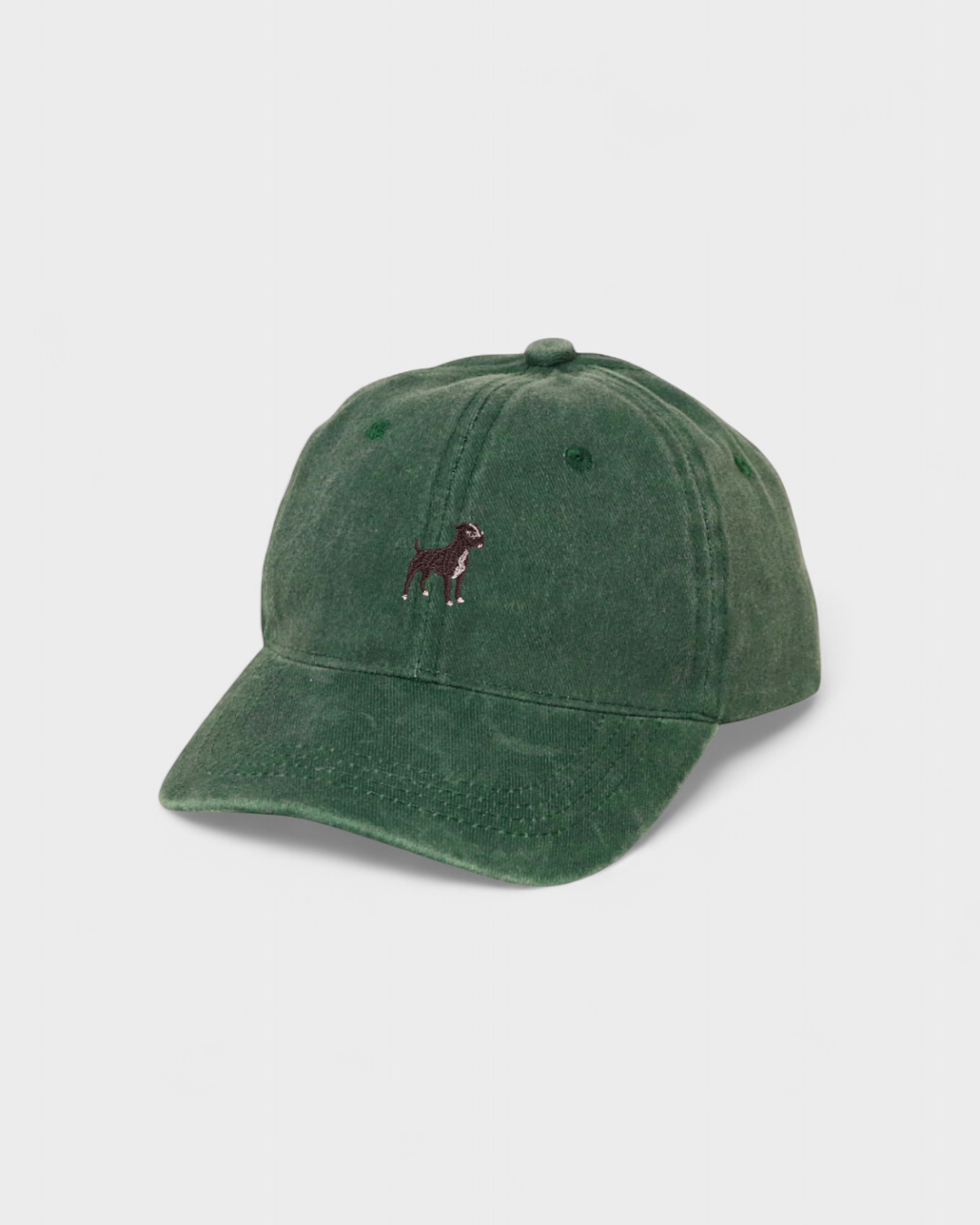 Staffordshire Bull Terrier personalised hat with embroidery, 100% washed cotton, green baseball cap.