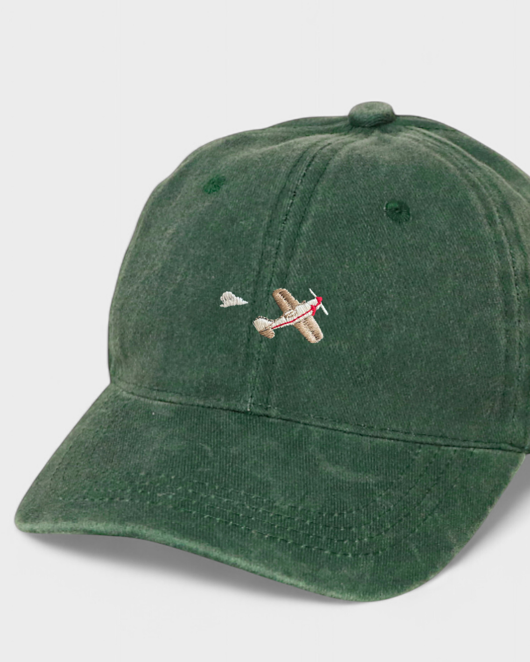 Airplane Personalised Hat with Embroidered Design, Green, Cotton
