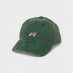 King Charles Spaniel embroidered green personalised hat in 100% washed cotton.