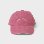 Pink Hot Chippies Personalised Hat with embroidered text and classic baseball fit made of 100% washed cotton