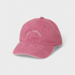 Pink Hot Chippies Personalised Hat with embroidered text and classic baseball fit made of 100% washed cotton