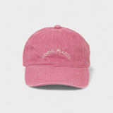 Pink Going Places personalised hat with embroidered text, 100% washed cotton, baseball fit.