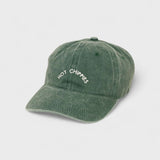 Dark green Hot Chippies Personalised Hat with embroidered text on front, classic baseball fit made of 100% washed cotton