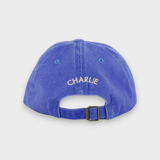 Tractor Personalised Hat with custom embroidery on back, blue cotton baseball fit.