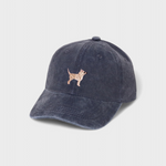 Chihuahua embroidered personalised hat in navy, made of 100% washed cotton with custom embroidery.