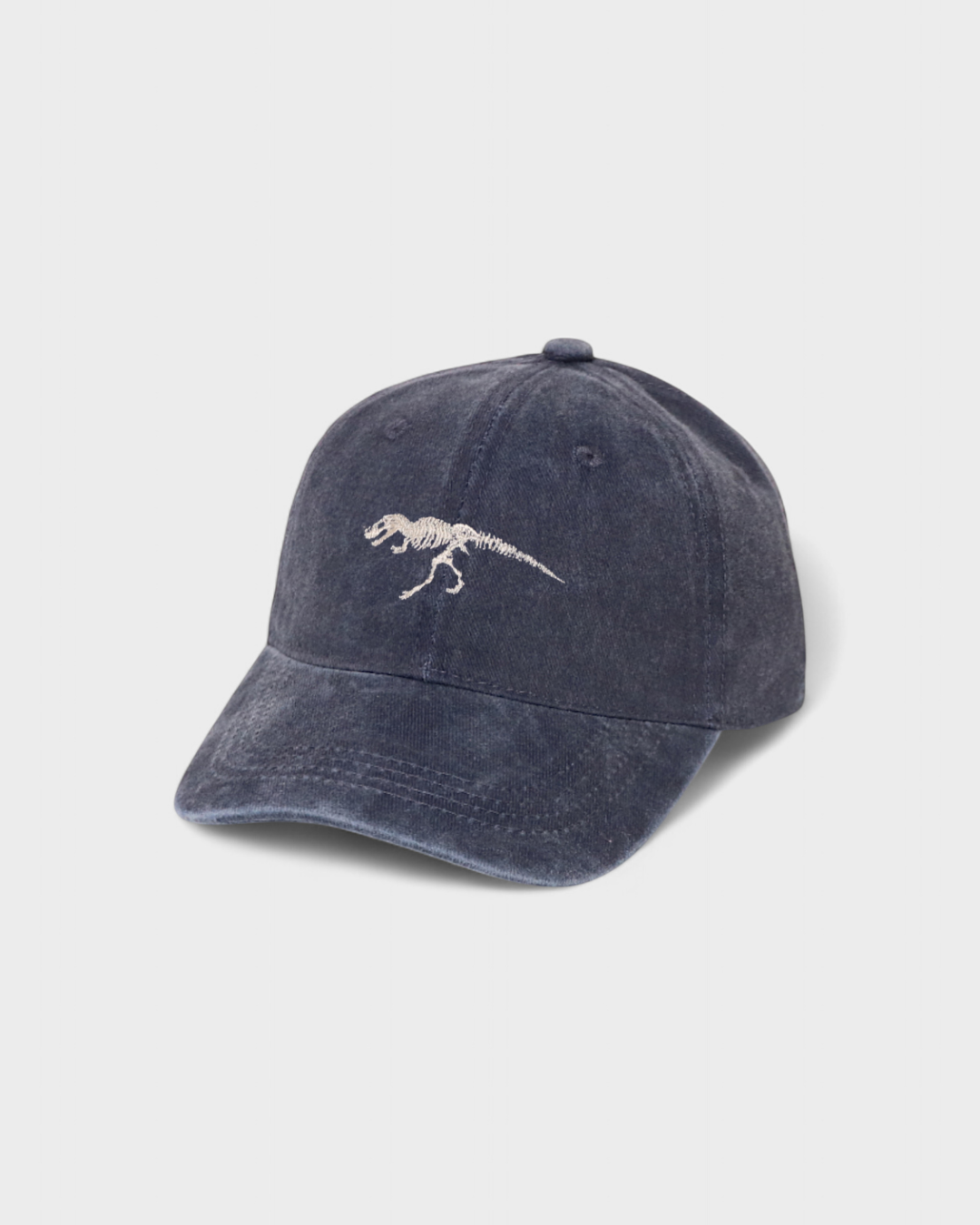T-Rex Personalised Hat with embroidered dinosaur design, 100% washed cotton, classic baseball fit.
