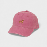 Pink cotton baseball cap with embroidered Australian Terrier design and customizable back embroidery