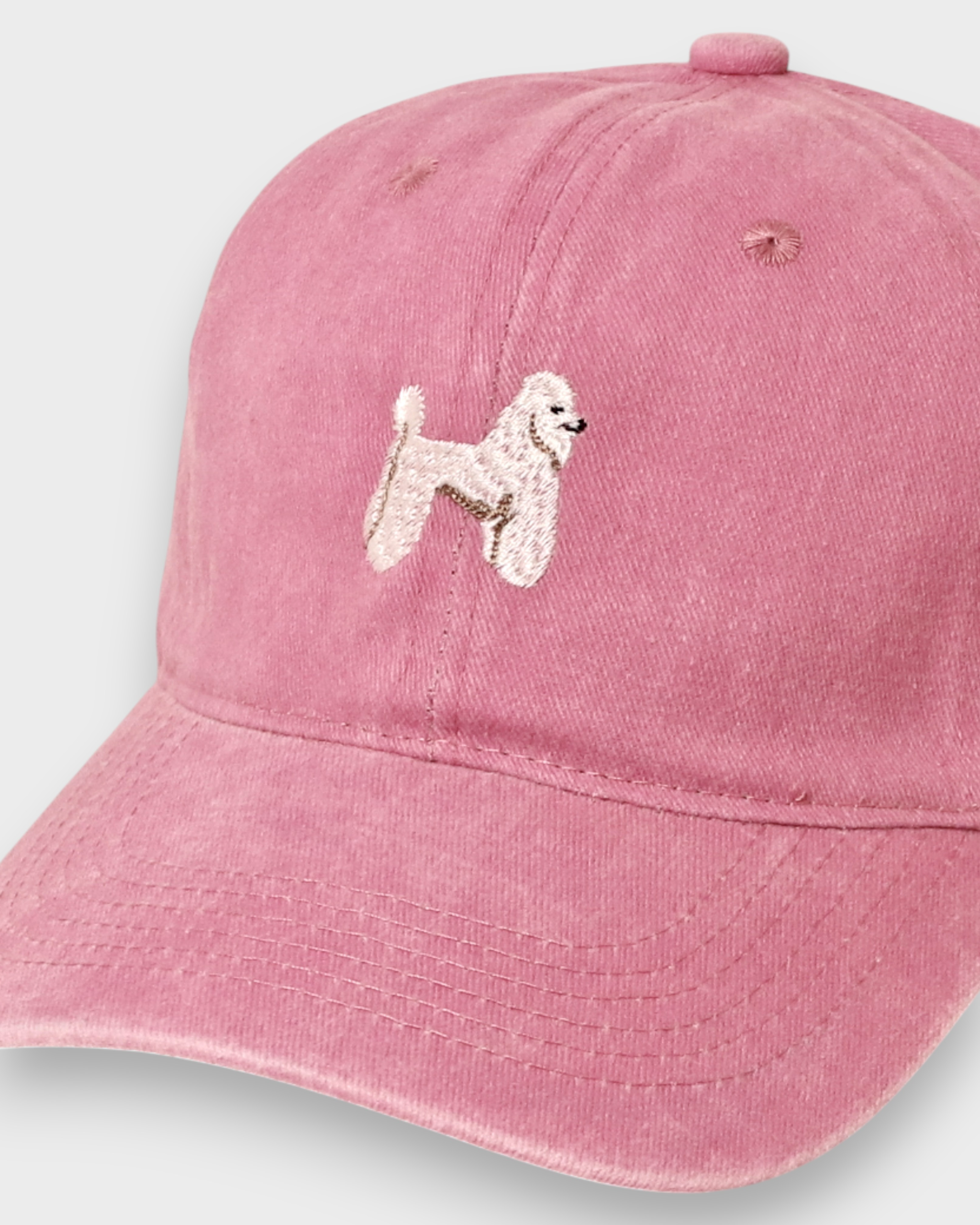 Poodle Personalised Hat with embroidered dog design, 100% washed cotton, baseball fit.