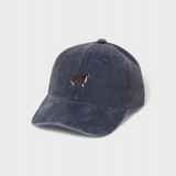 Navy blue Burmese Mountain Dog personalised baseball hat with embroidered dog design on front