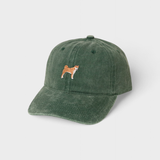 Green Shiba Inu personalised baseball hat with embroidered dog design on front