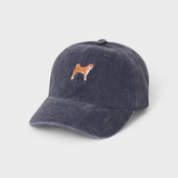 Shiba Inu personalised navy cotton baseball hat with embroidered dog design on the front