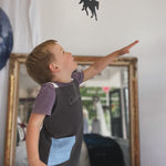 Kids Blue on Stone Grey Linen Apron - Namesake Embroidery Studio