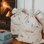 Linen Pattern Santa Sack - Namesake Embroidery Studio