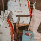 Linen Pattern Santa Sack - Namesake Embroidery Studio