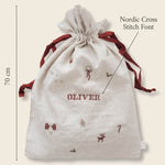 Linen Pattern Santa Sack - Namesake Embroidery Studio