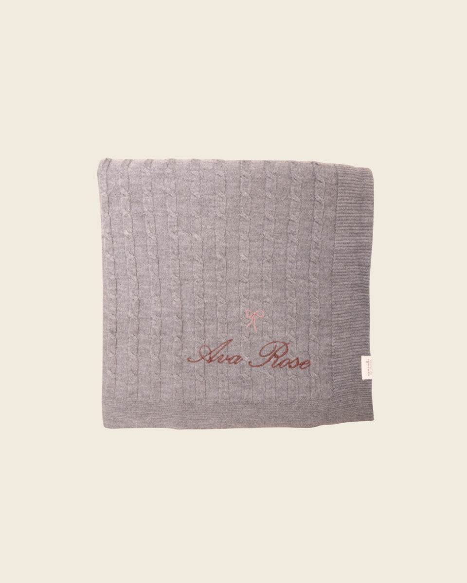 Merino Baby Blanket - Bow Design - Namesake Embroidery Studio