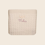 Merino Baby Blanket - Moon & Stars Design - Namesake Embroidery Studio