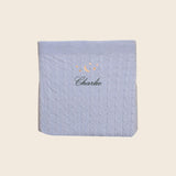 Merino Baby Blanket - Moon & Stars Design - Namesake Embroidery Studio