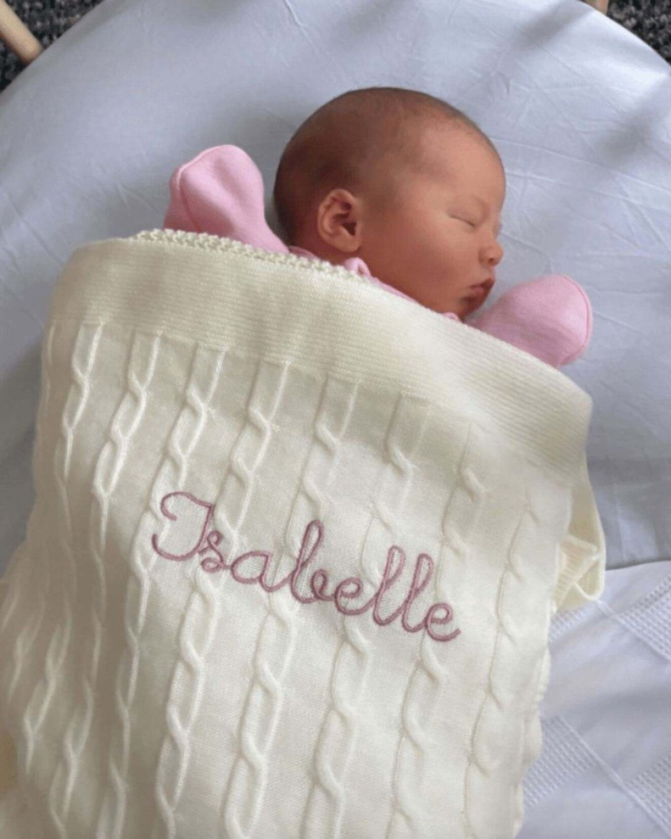 Merino Baby Blanket - Name Only - Namesake Embroidery Studio