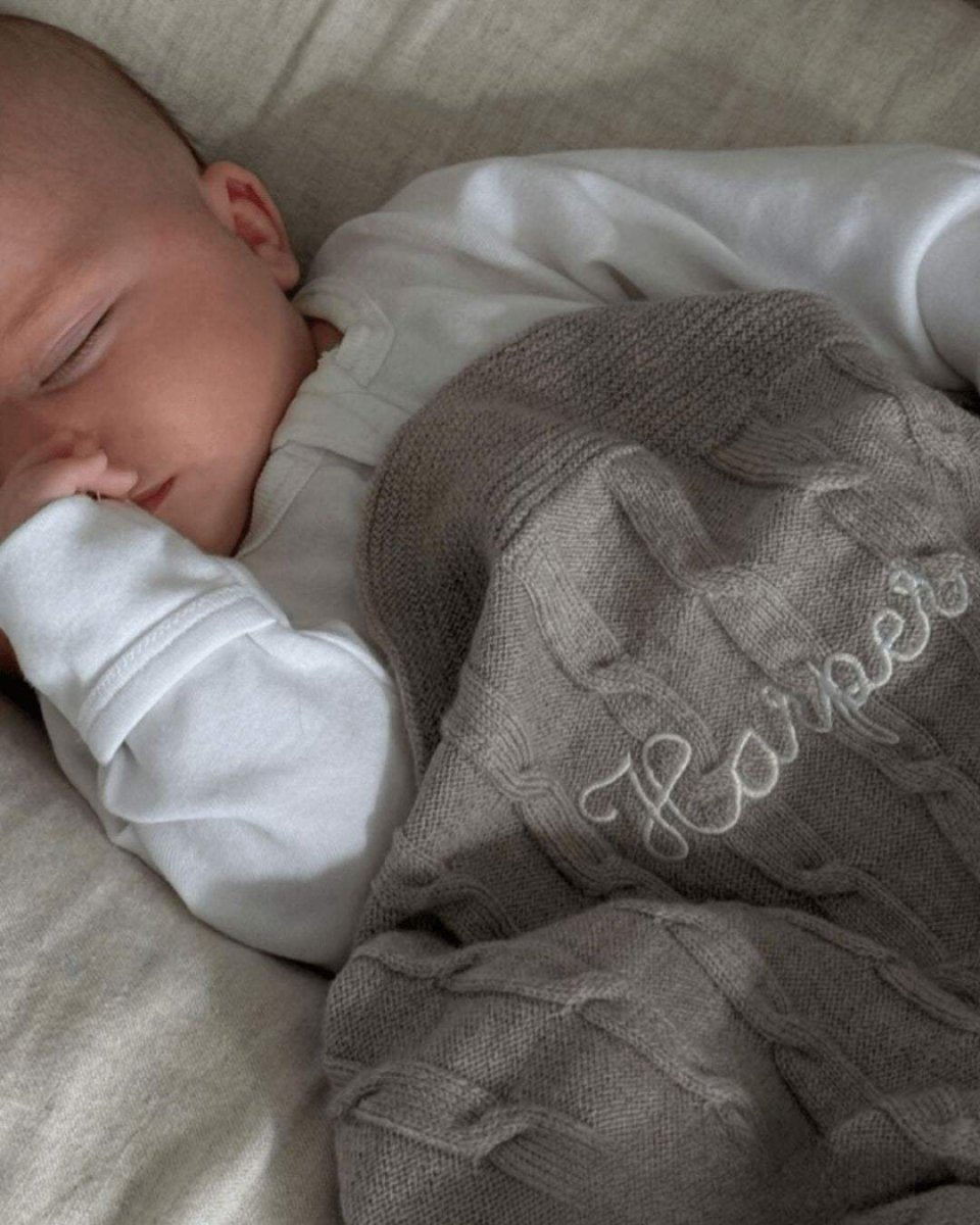 Merino Baby Blanket - Rosette Design - Namesake Embroidery Studio