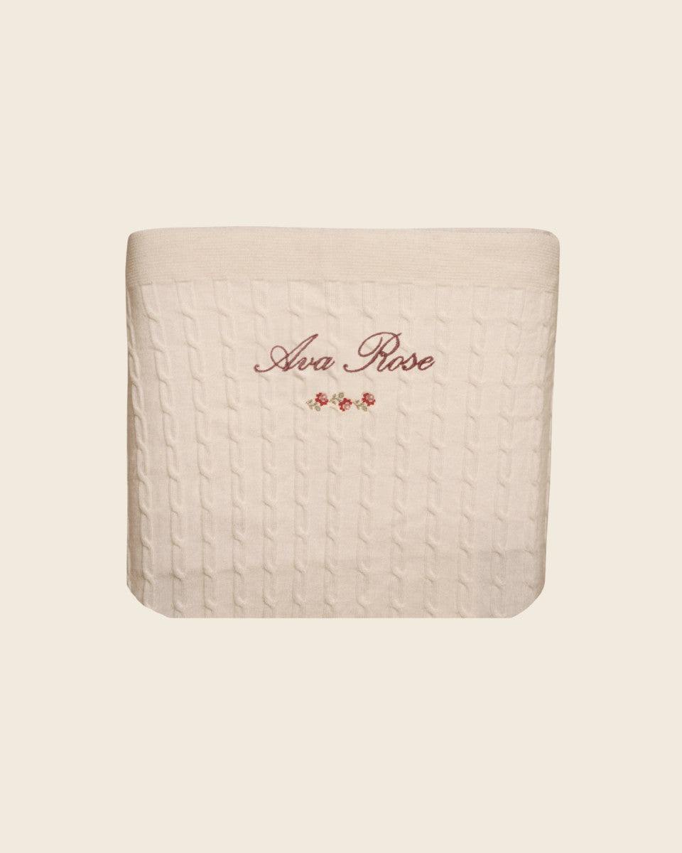 Merino Baby Blanket - Rosette Design - Namesake Embroidery Studio