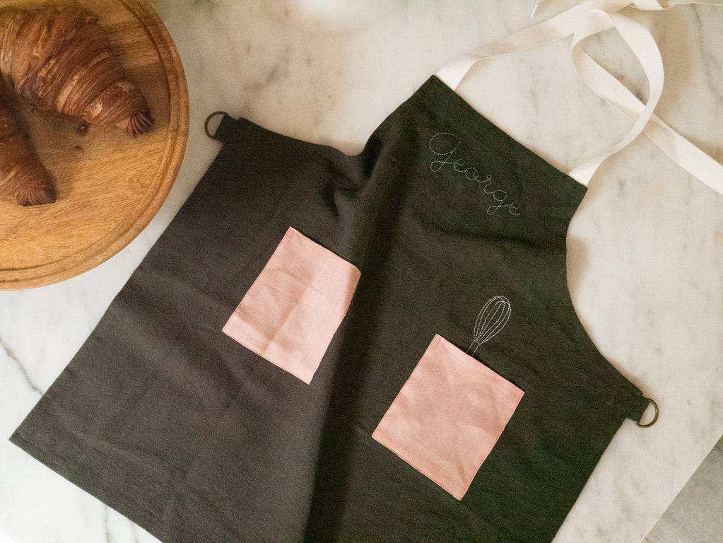Kids Forest Green Linen Apron