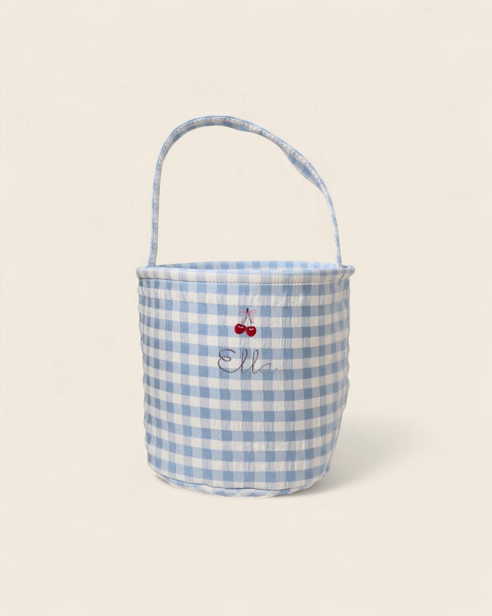 Personalised Storage Bucket - Cherries - Namesake Embroidery Studio