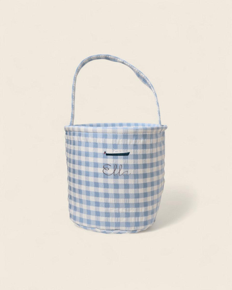Personalised Storage Bucket - Picnic Boat - Namesake Embroidery Studio
