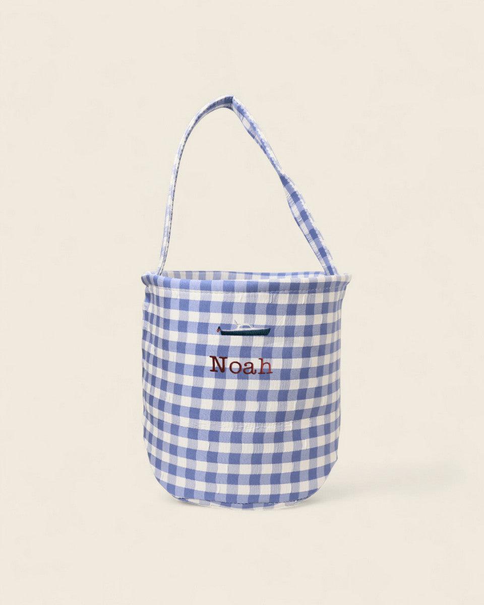 Personalised Storage Bucket - Picnic Boat - Namesake Embroidery Studio