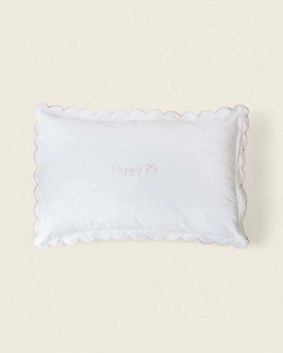 Pillowcase - Blush Scalloped Edge - Namesake Embroidery Studio