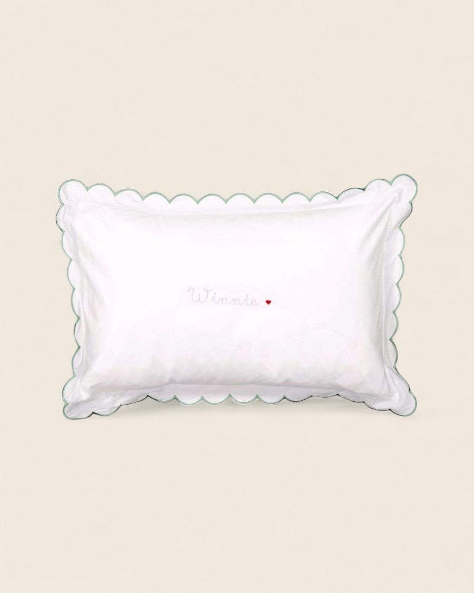 Pillowcase - Sage Scalloped Edge - Namesake Embroidery Studio