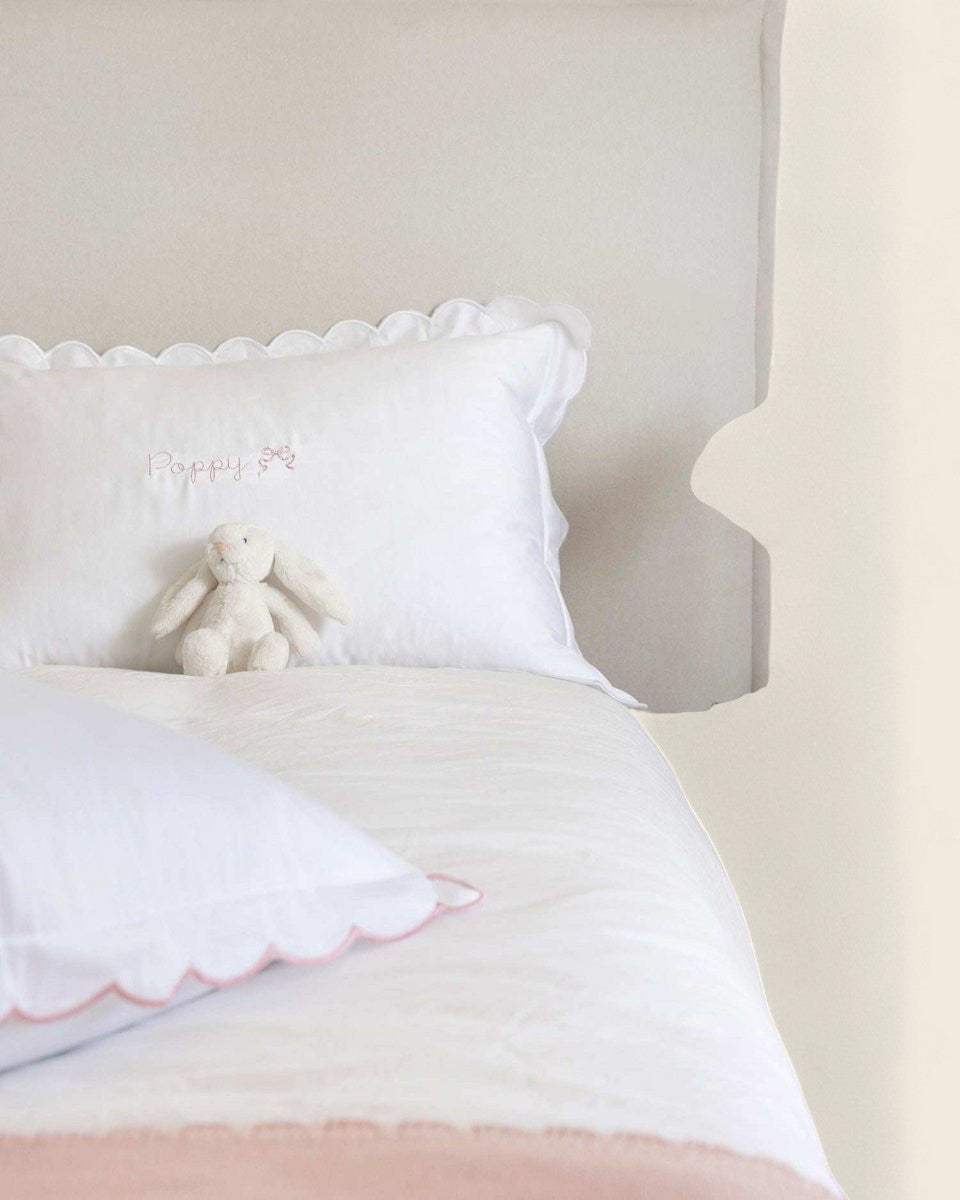 Pillowcase - White Scalloped Edge - Namesake Embroidery Studio